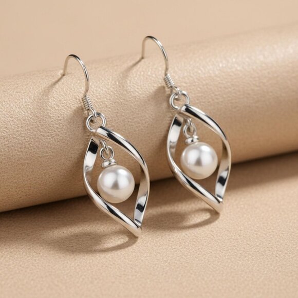 925 Sterling Silver & Freshwater Pearl Earrings, Women's Boho Dangle Earrings - Picture 4 of 7